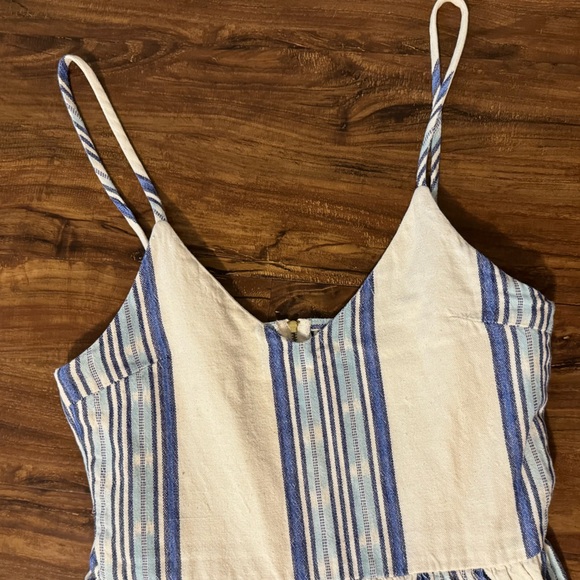 Stela 9 Small Women’s Blue and White Striped Midi Dress Pockets - Picture 3 of 6